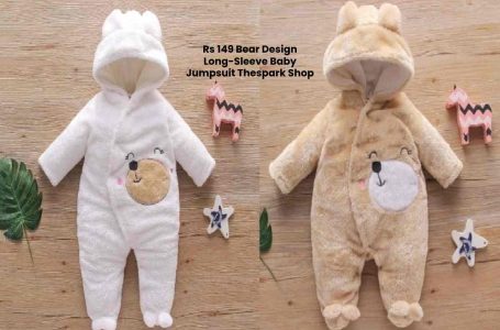rs 149 bear design long-sleeve baby jumpsuit thespark shop