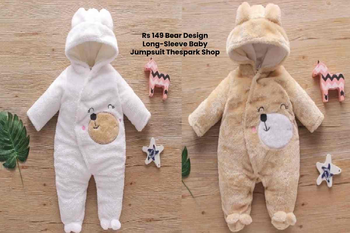 Rs 149 Bear Design Long-Sleeve Baby Jumpsuit Thespark Shop